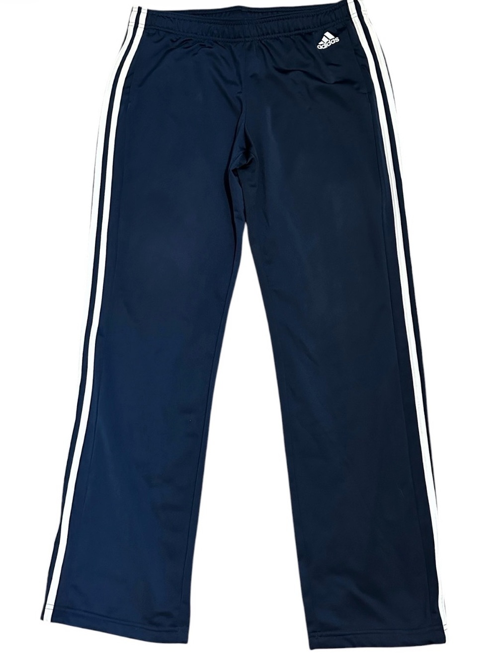 adidas Navy Blue Track Pants with White Side Stripes size L